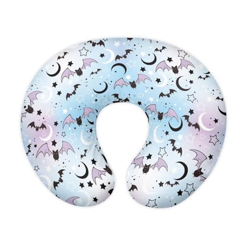 Goronwyfloyd Moon and Cartoom Bats Baby Nursing Pillow Cover Baby Breastfeeding Slipcover Infant Newborn Nursery Bottle Pillowcase Stretchy Replaceable Pillow Cover Slipcover Halloween Decor