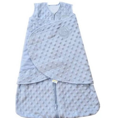 HALO Innovations SleepSack Swaddle Wrap Plushy Dot Velboa, Color: Blue, Size: S