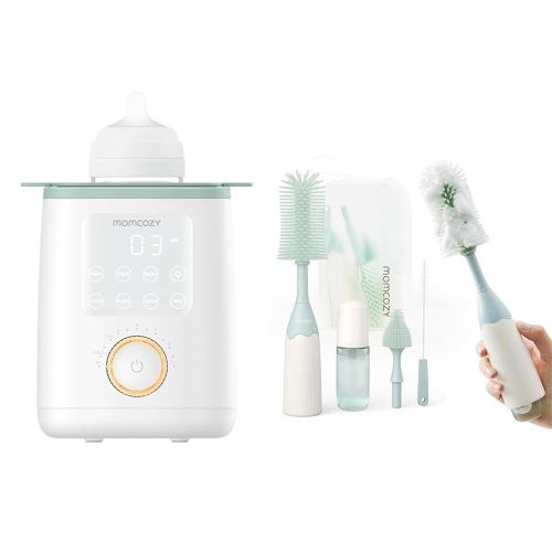 Momcozy Nutri - Calentador de botellas y kit de cepillo para botellas Momcozy verde