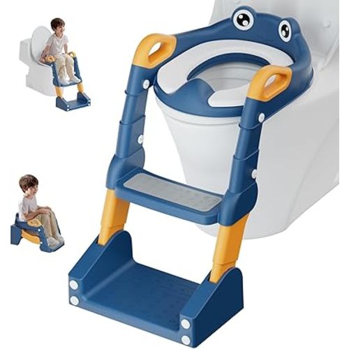 Potty Training Seat, Toddler Potty Training Toilet, Upgrade 2 In 1 Toddler Toilet Seat with Steps Stool Splash Guard and Anti-Slip Pad Soft Cushion, Potty Seats for Toddlers Baby Kids