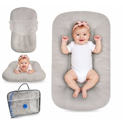 Baby Lounger 0-24 Months Newborn Infant Cotton Floor Seats Support Cushion (Gray) | baby shower gifts