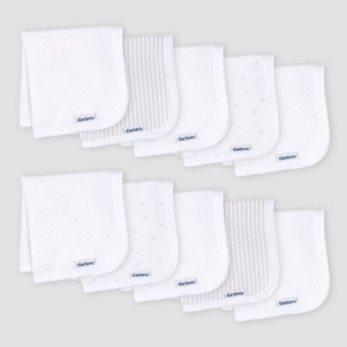 Gerber Baby 10pk Knit Washcloth - White