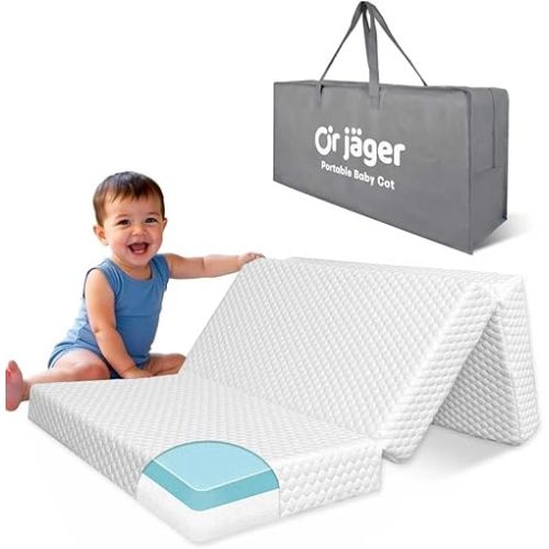 Pack and Play Mattress 38"x26" Memory Foam Dual-Sided Trifold Pack n Play Mattresses, Foldable Portable Baby Travel Mattress for Pack N Play with Washable Cover Carry Bag