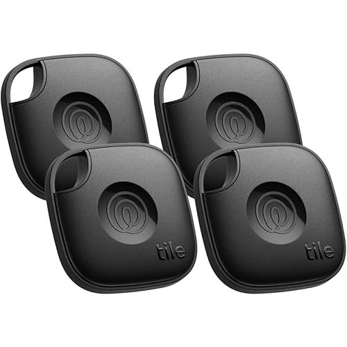 Tile by Life360 Mate (2024) Bluetooth Tracker, Keys Finder and Item Locator for Keys, Bags and More. Phone Finder. Both iOS and Android Compatible. 4-Pack (Black)