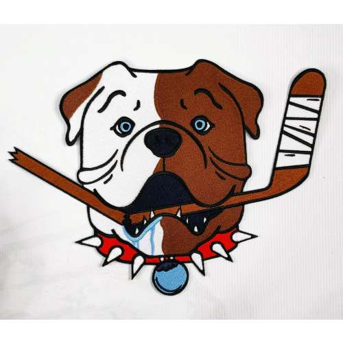 Small Sudbury Blueberry Bulldog Embroidery Patch - Shoresy Iron-On Sudbury Bulldogs Hockey Embroidered Patch - Hockey Patches #B398