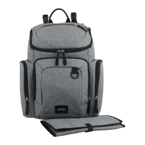 Eastsport Wooster St. Large Backpack Diaper Bag with Adjustable Shoulder Straps, Bonus Changing Pad, Stroller Straps and Insulated Zipper Pockets, Light Grey