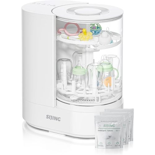 SIJING All-in-One Baby Bottle Washer and Dryer - Automatic Baby Bottle Washer Sterilizer with 72H Dry Storage, Visible Glass Chamber, 212°F High-Temp Care, 40-Jet Deep Cleaning for Pump Parts