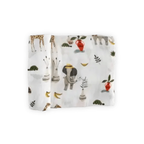 Little Unicorn Deluxe Muslin Swaddle Single Safari Social