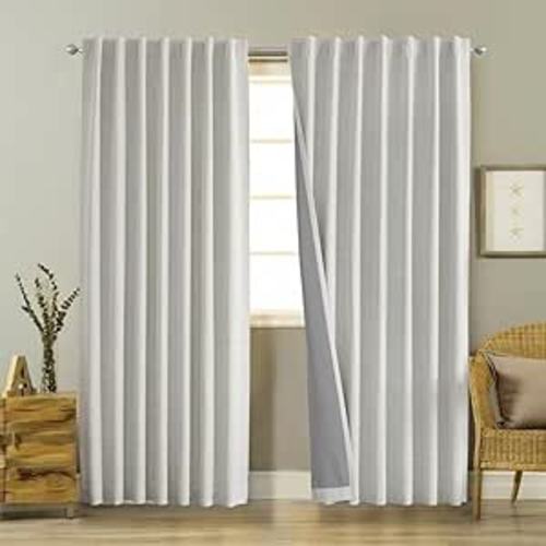 Amazon.com: Joydeco Linen Blackout Curtains 96 inches Long 100% Blackout Drapes 95 inch Length 2 Panels Set for Bedroom Living Room Black Out Darkening Thermal Insulated Backtab RodPocket(52x96 inch GreyishWhite) : Home & Kitchen