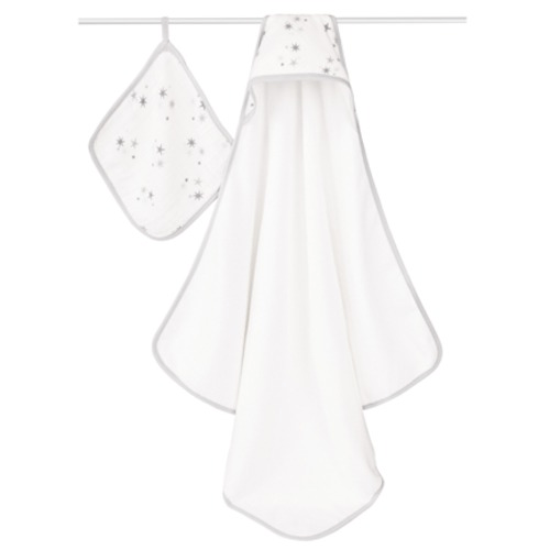 Little Unicorn Muslin Hooded Towel & Washcloth Set - High Tide