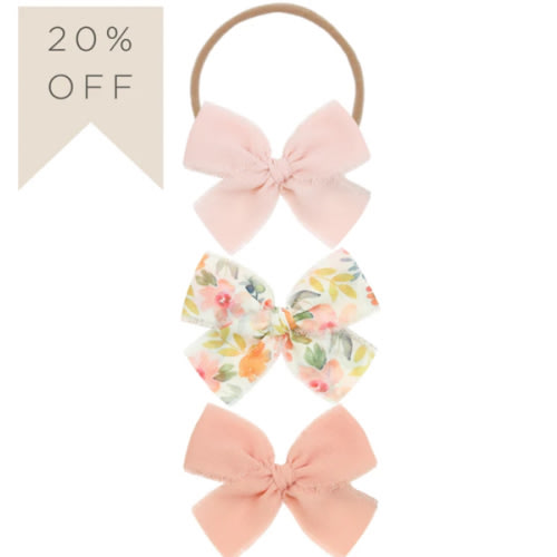 Chiffon Bow 3 Pack: Blush Headbands