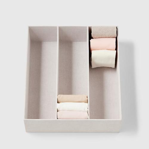 Marie Kondo Parchment White Calm 3-Section Hikidashi Drawer Organizer
