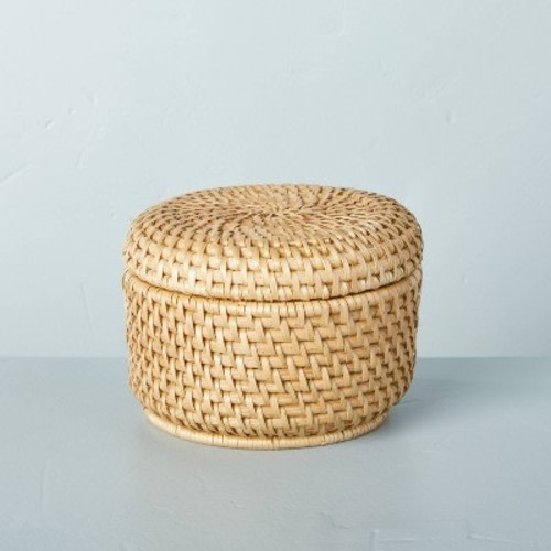 Woven Basket with Lid Natural - Hearth & Hand™ with Magnolia, Size: Medium 4"x6"