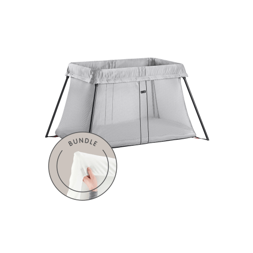 Travel Crib Light: Silver - Bundle with Fitted Sheet