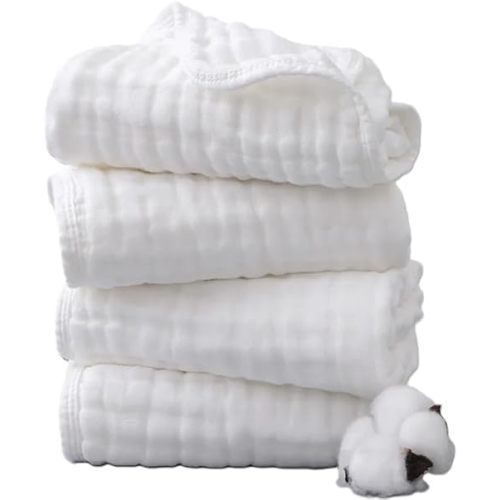 6 Layer 100% Pure Cotton Burp Cloth (10 Pack- White)