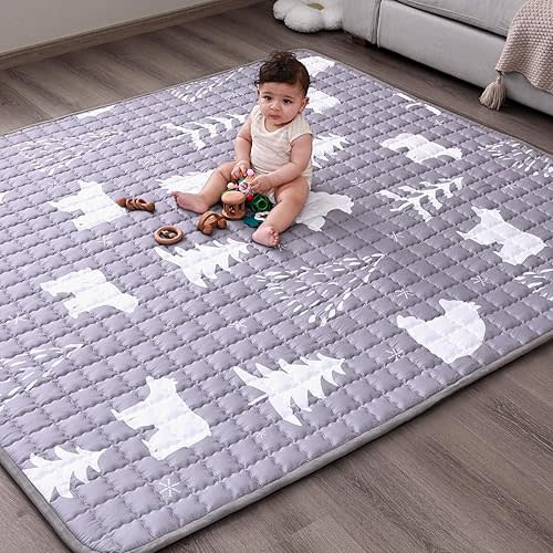 WONDAY Thick Baby Floor Playmat for Playpen,50x50 Playpen Mat Non Toxic Car Foldable Kids Crawling Mat for Babies 6-12 Months, Infant Baby Playpen Mat for Toddlers 1-3
