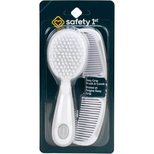 Safety 1st Easy Grip Brush and Comb Set – Soft Bristles, Detangling Comb, Comfortable Handles, Baby and Toddler Hair Care – Grey