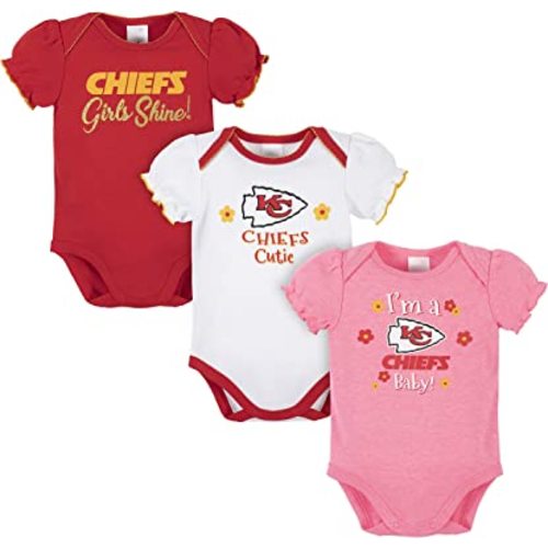 Gerber NFL baby-girls Nfl Team 3 Pack Short Sleeve Onesie Bodysuit