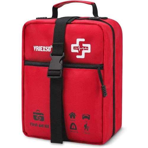 400 Piece Large First Aid Kit Premium Emergency Kits for Home, Office, Car, Outdoor, Hiking, Travel, Camping, Survival Medical First Aid Bag, Red