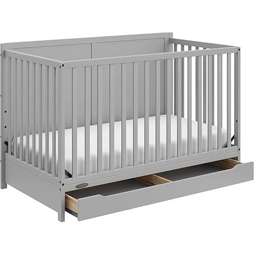 Graco Melrose 5-in-1 Convertible Crib with Drawer (Pebble Gray)