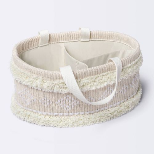 Tufted Fabric Diaper Caddy Storage Basket - Khaki And Cream - Cloud Island™