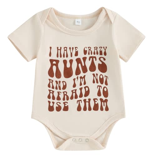 Canis Infant Newborn Baby Boy Girl Funny Auntie Bodysuit Romper Short Sleeve Letters Print Jumpsuit