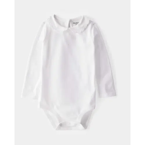 Baby Scalloped Collar Long-Sleeve Bodysuit - White - OshKosh B'gosh | Carter's