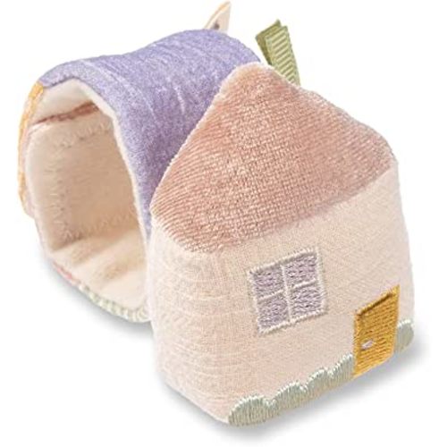 Itzy Ritzy - Itzy Bitzy Rattle, Wearable Wrist Rattle for Babies 0 Months and Up - Baby Rattle Toy with Textured Ribbon, Made with Natural Cotton (Pastel Cottage)