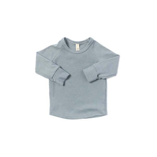 rib knit long sleeve tee - stone blue
