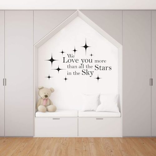 We Love You More Than All The Stars in The Sky - Quote Kids Room Wall Décor Vinyl Wall Art Wall Sticker Wall Decal Home Wall Decoration Design Boy Girl Kinder Girls Boys Room Size (20x20 inch)