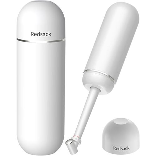 Portable Travel Bidet for Women & Men, Camping Manual Squeeze Sprayer, Leak-Proof Handheld High Pressure Water Sprayer with Storage, Postpartum Care Peri Bottle for Feminine Hygiene (White)