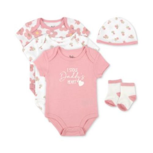 Baby Girls 5-Pc. Daddy's Heart Bodysuits, Hat, & Socks Set