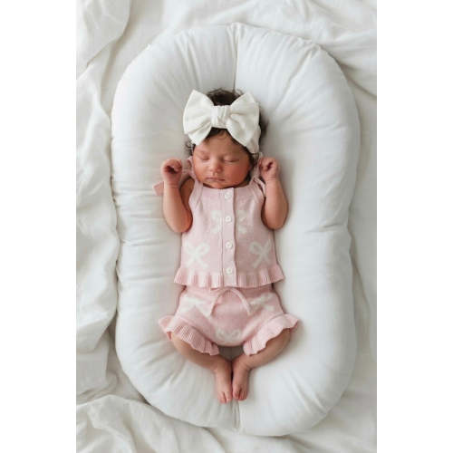 BOW KNIT SET | TOP + BLOOMERS | BABY PINK