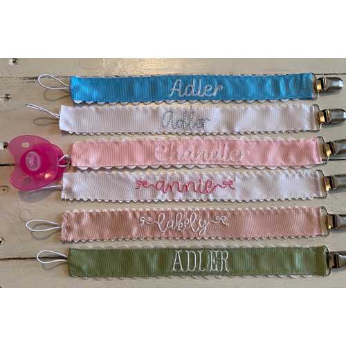 Pacifier Clip, Paci Leash, Monogrammed Pacifier Clip, Pacifier Holder, Personalized Baby Shower Gift, Embroidered Custom Name