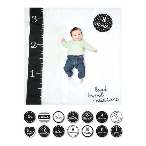 lulujo Baby Baby's First Year Milestone Blanket and Cards Set, Loved Beyond Measure