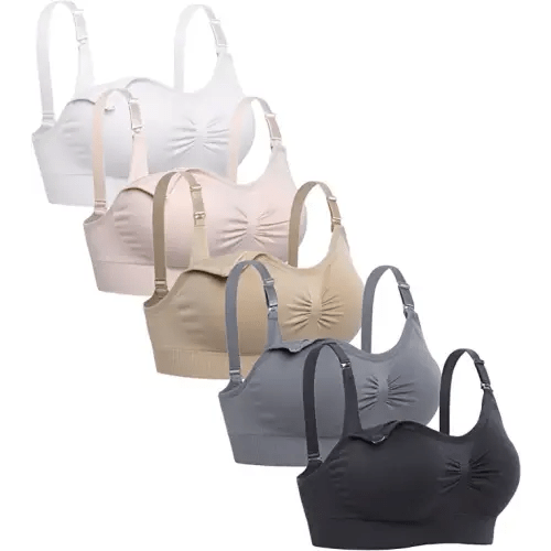 Lataly Womens Sleeping Nursing Bra Wirefree Breastfeeding Maternity Bralette Pack of 5 - Medium