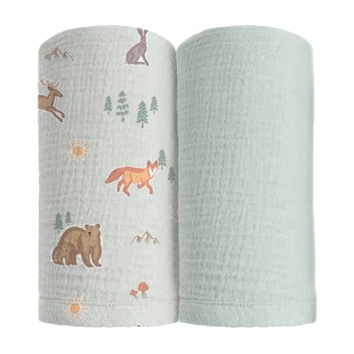 Ultra Soft 100% Cotton Swaddles for Newborns, 2-Pack - Muslin Swaddle Blankets - 47x47 Baby Receiving Blanket - Perfect for Boys & Girls
