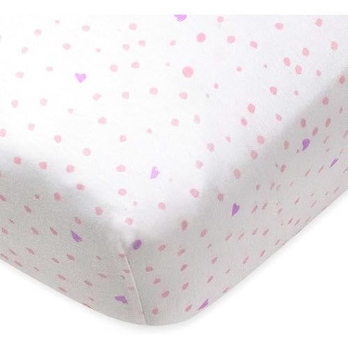 HonestBaby Fitted Crib Sheets Fits Standard Mattress Bassinet, Mini Prints 100% Organic Cotton Baby Boys, Girls, Unisex, Love dot, One Size