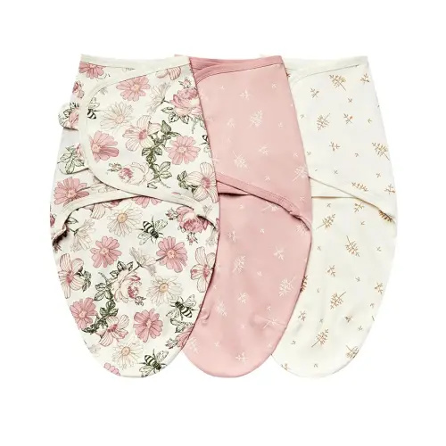 insular Baby Swaddle Blanket Wrap for Newborn and Infant, Adjustable Swaddle Set for Boy and Girl, Soft Cotton Baby Sleep Sack 3 Pack(Small(0-3 Month), Floral)
