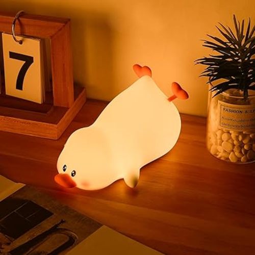 Night Light for Kids Cute Duck Lamp, 16 Colors+Tap+Silicone Kids Night Light for Kids Night Light,USB Rechargeable Cat Night Lights for Kids Room,Girls Bedroom Decor Duck Gift Nightlight for Kids Room