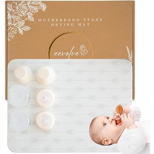 Motherhood Stone Drying Mat - Stylish Arrow Design | Versatile Dish Drying Mat & Baby Bottle Drying Rack for Baby Essentials | Space-Saving Solutions for Kitchen Counters | White