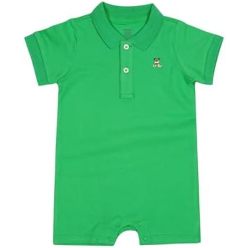 Baby Polo Romper Cotton Short Sleeve Embroidery Bear Jumpsuit 3-24 Months