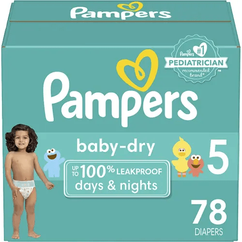 Pampers Diapers - Baby Dry - Size 5, 78 Count, Absorbent Disposable Infant Diaper (Packaging May Vary)