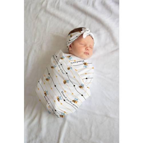 Catholic Blanket Beatitudes Bee, Catholic Baby Gift for Baptism or Baby Shower, Catholic Baby Hat Baby Headband Catholic