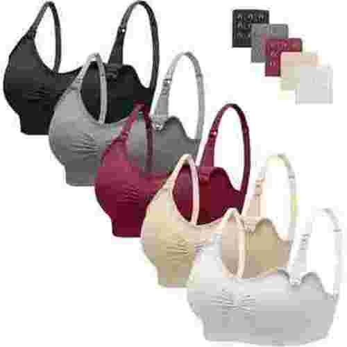 HBlife 5 Pack Nursing Bras for Breastfeeding Womens Maternity Bras Seamless Wireless Sleeping Bra with Bra Extenders