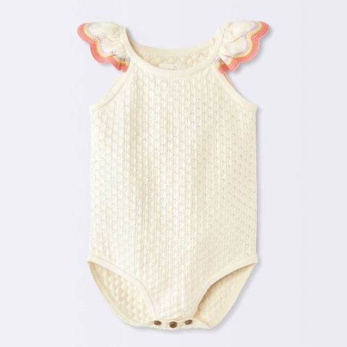 Baby Girls' Pointelle Scallop Sweater Romper - Cloud Island™ Cream Newborn
