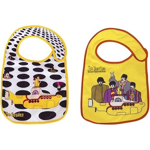 daphyls The Beatles Yellow Submarine Baby Bib 2-Pack Extra Soft, Officially Licensed, Easy Side Closure, Large Size Fits Infant Toddler and Baby