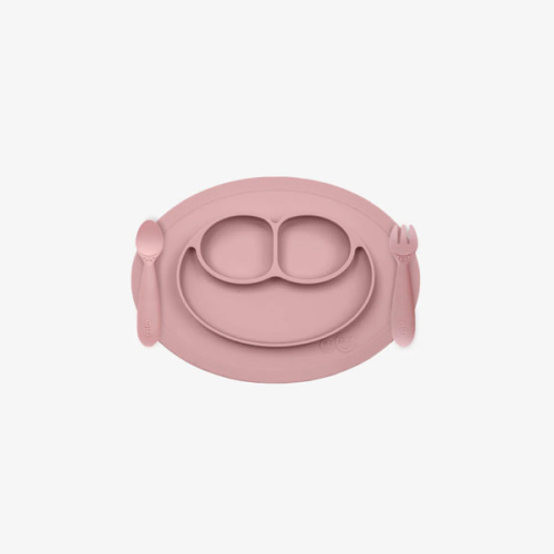 Mini Feeding Set by ezpz / Silicone Plate, Fork & Spoon for Toddlers