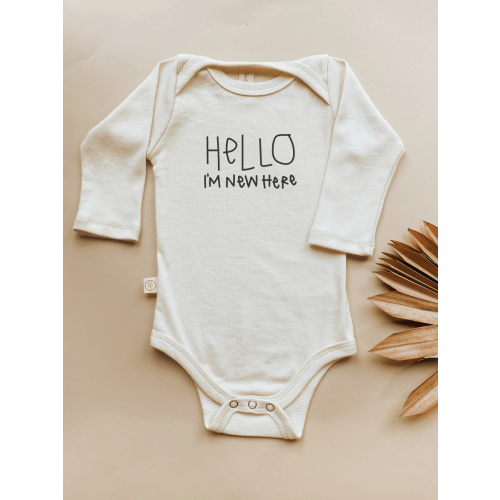 Long Sleeve Organic Bodysuit - Hello Im New Here