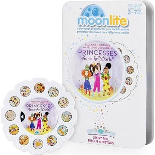 Moonlite Storybook Reels For Flashlight Projector, Kids Toddler | Princesses Save the World | Single Reel Pack Story for 12 Months and Up